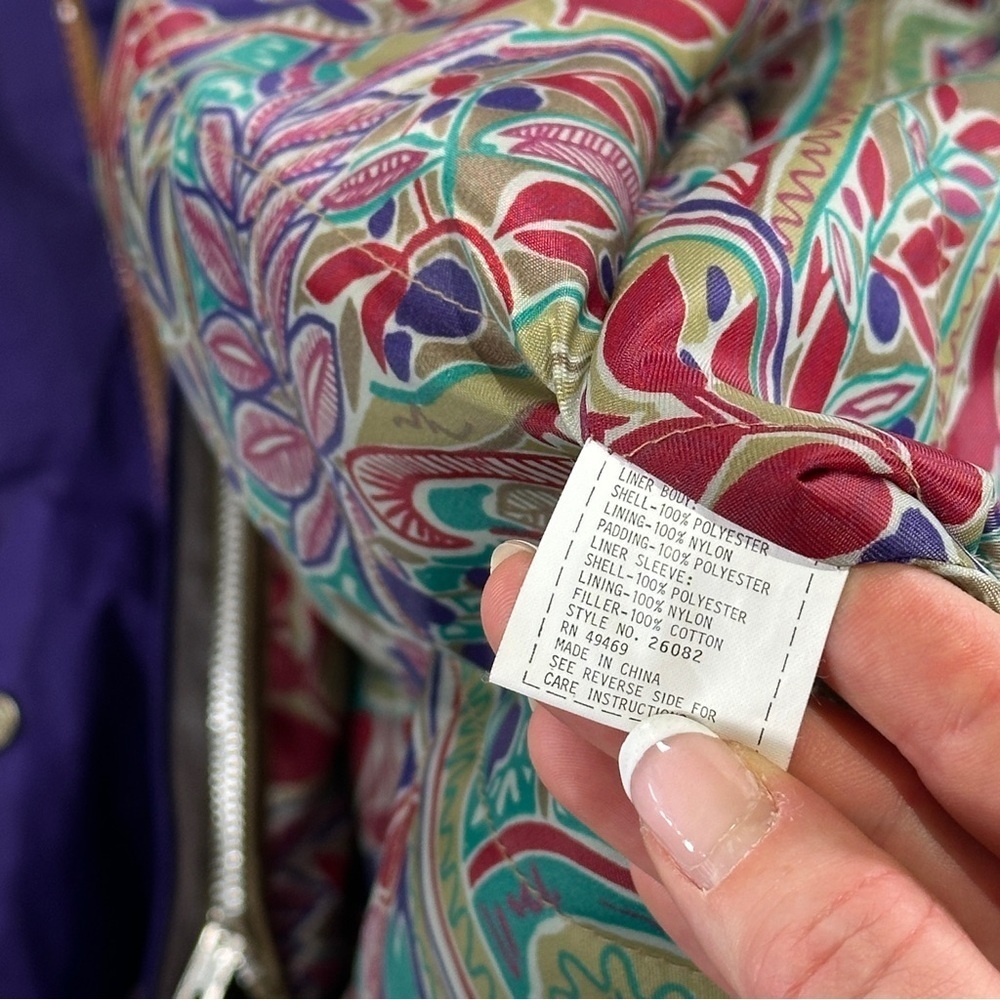 Lifestyles 90s Utility Long Coat Paisley Lining Size 8 - Picture 13 of 16